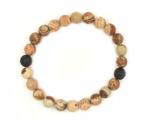 Hanuman Bracelet - Painted Jasper and Lava stone