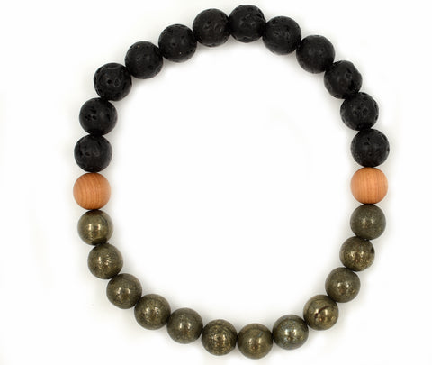 Hanuman Bracelet - Pyrite and Lava stone