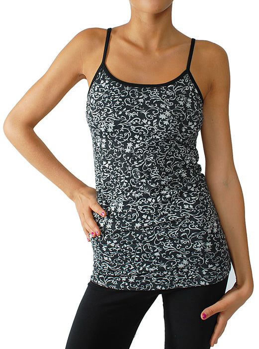 Scrolly Floral Sport Tank with Bra - SALE - Pranachic