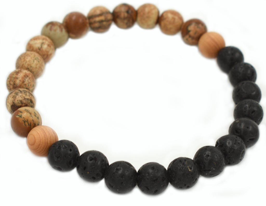Hanuman Bracelet - Lava stone and Painted Jasper