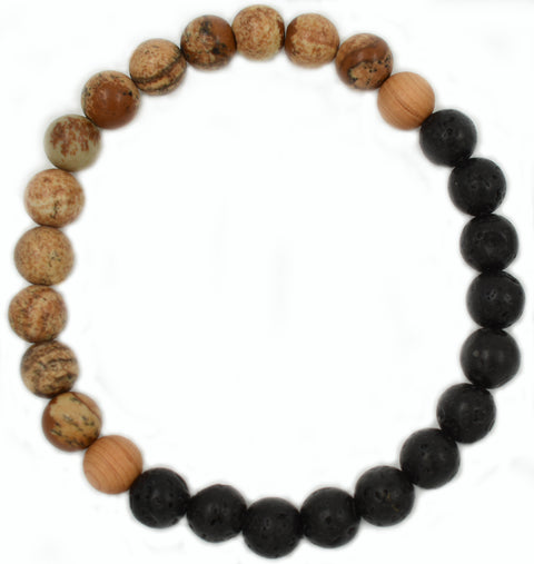 Hanuman Bracelet - Lava stone and Painted Jasper