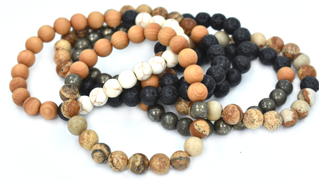 Hanuman Bracelet - Lava stone and Painted Jasper