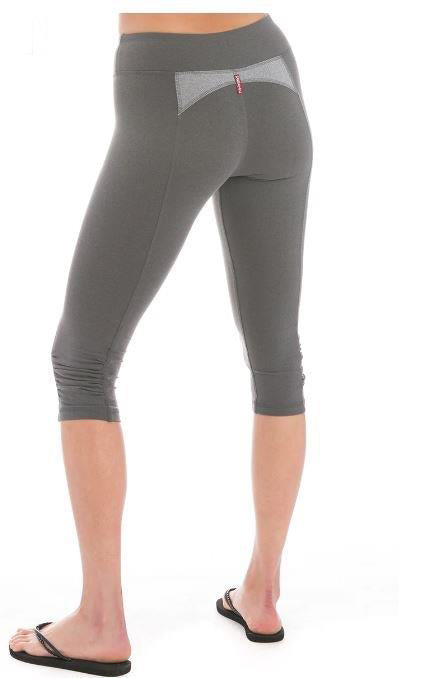 Flat Waist Side Ruched Performance Capri Leggings