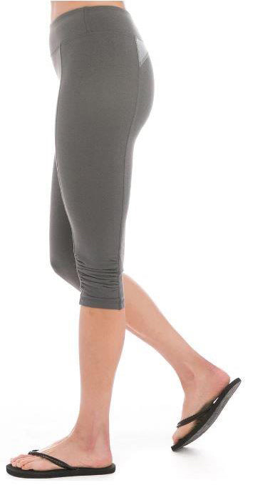 Flat Waist Side Ruched Performance Capri Leggings