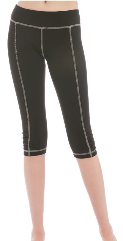 Side Ruched Crop Capri Leggings