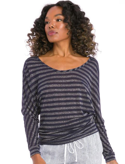 Silver Striped Dolman Sleeve T