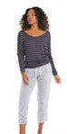 Silver Striped Dolman Sleeve T