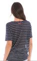 Lurex Stripe Pocket V Neck T