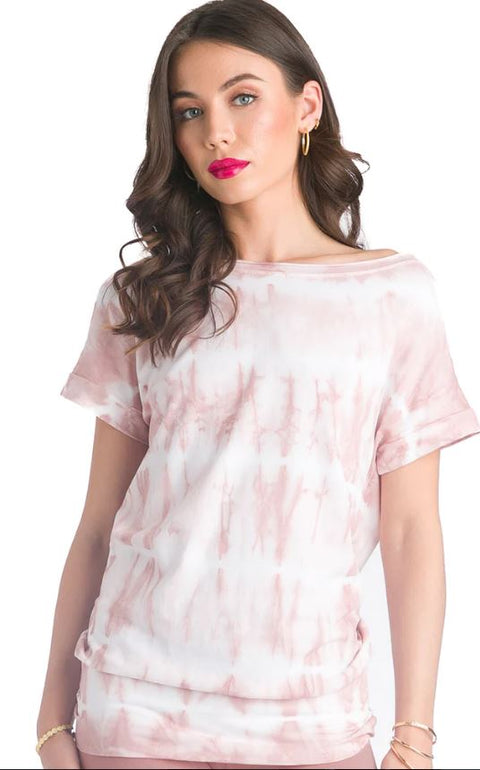 Short Sleeve Blouson T with Tie Dyes