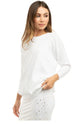 3/4 Sleeve Drape Back Tee in Baby Ribbed Cotton