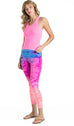 Long Rolldown Capri Leggings with Tie dye