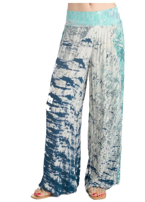 Flat Waist Wide Leg Pant - with Tie Dye