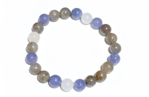 Soul's Flight  - Labradorite, White Jade & Angelite bracelet - Pranachic