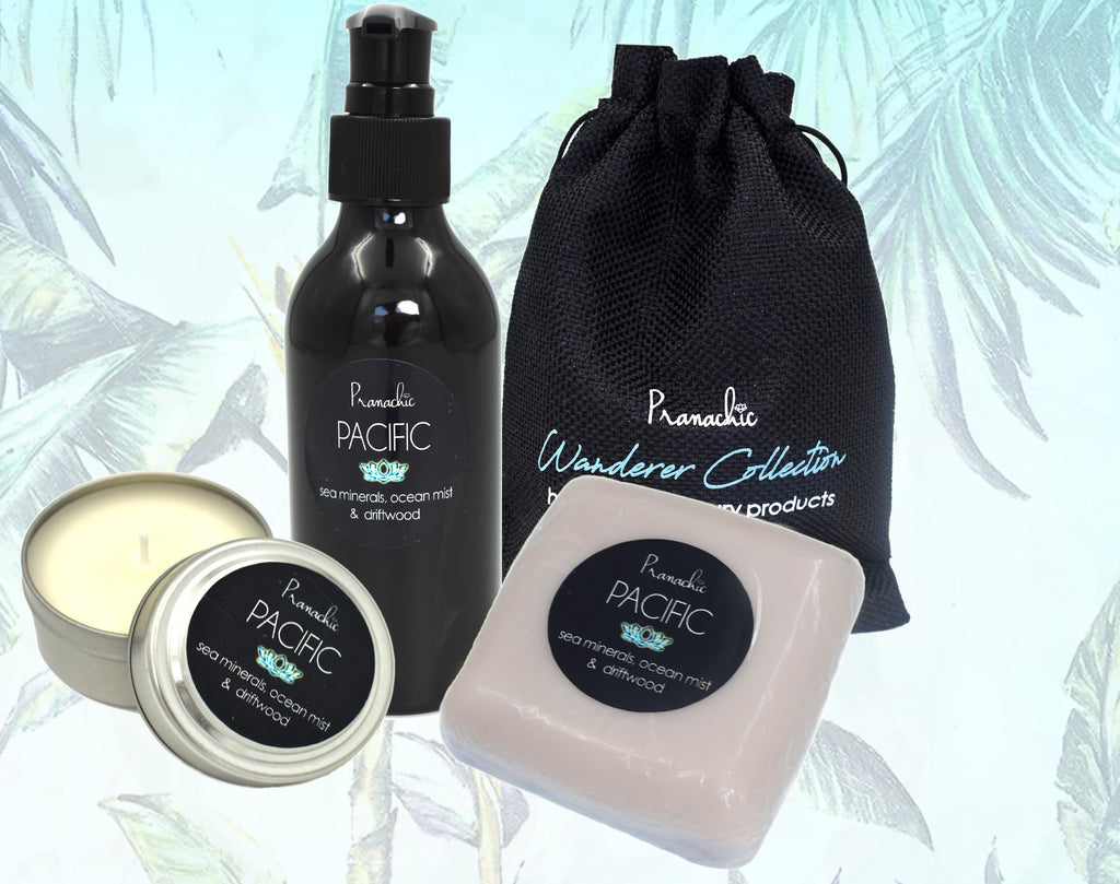 Pacific Luxury Soap & Hand and Body Lotion Set with Candle