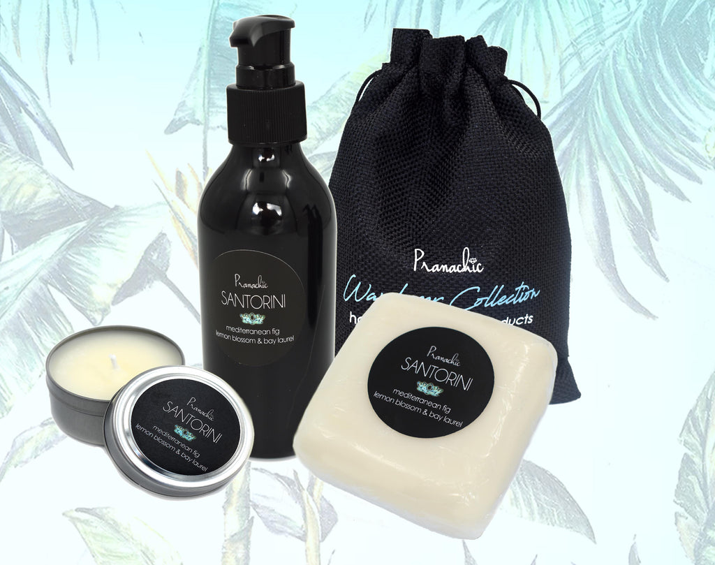 Santorini Luxury Soap & Hand and Body Lotion Set with Candle