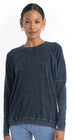Long Sleeve Drape Back Tee in Baby Ribbed Cotton