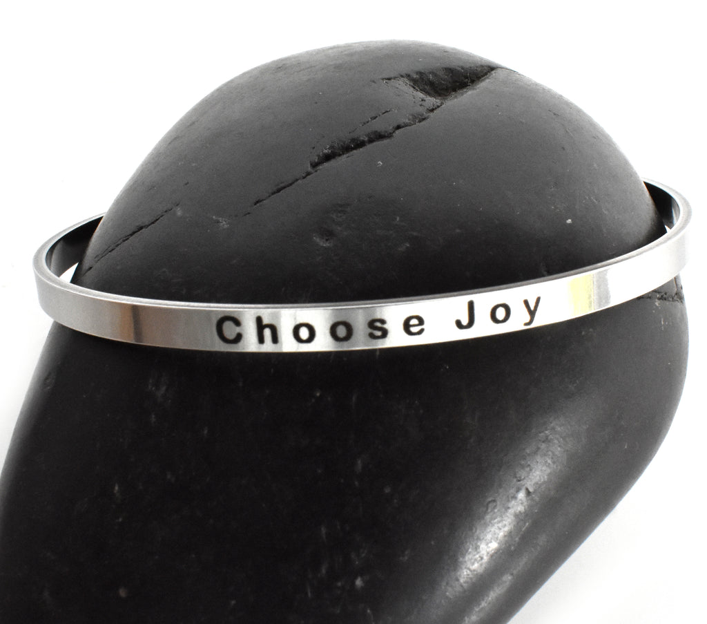 CHOOSE JOY - Stainless Steel Cuff Bracelet for Women and Men